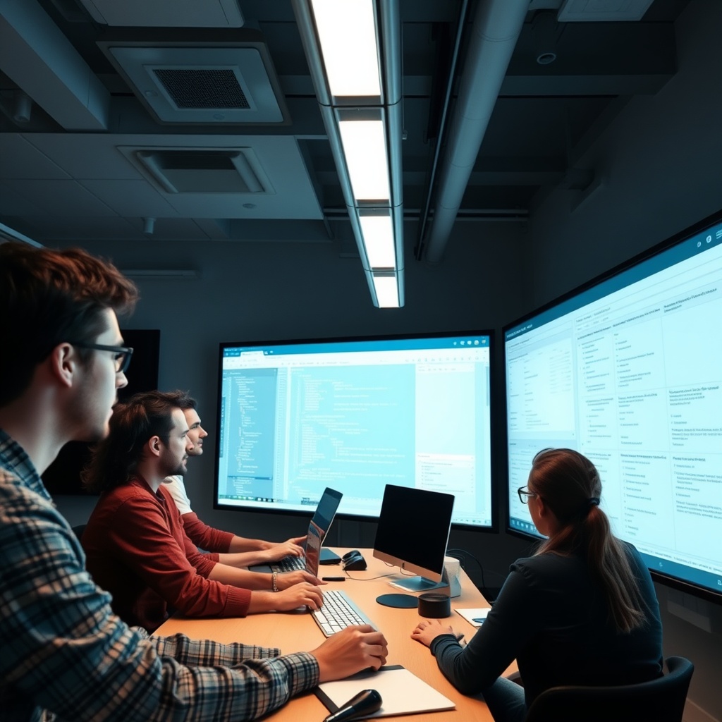 Team collaborating on a digital transformation project